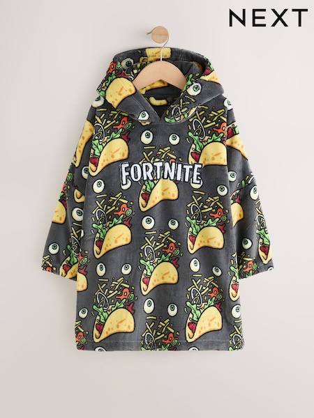 Charcoal All Over Taco - Fortnite Fleece Poncho (5-16yrs)