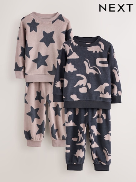 Black/Nude - Cosy Fleece Pyjamas 2 Pack (12mths-8yrs)