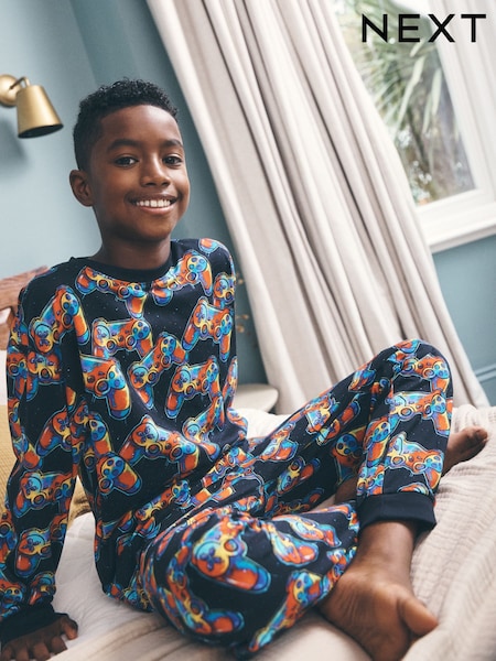 Multi Bright Gamer - Printed Cosy Fleece Pyjamas (3-16yrs)
