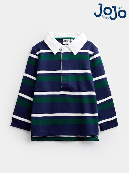 Dark Green Stripe - Jojo Maman Bébé Classic Rugby Top
