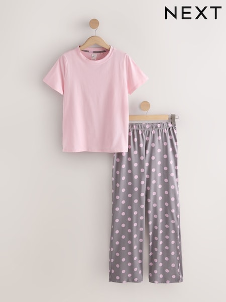 Pink/Grey Spot - Short Sleeve Pyjamas
