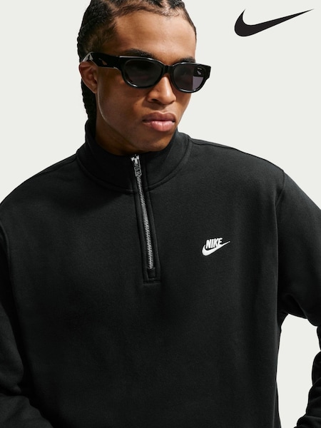 Black - Regular Nike Club Zip Fleece Sweatshirt