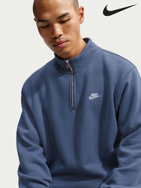 Diffused Blue - Regular Nike Club Zip Fleece Sweatshirt