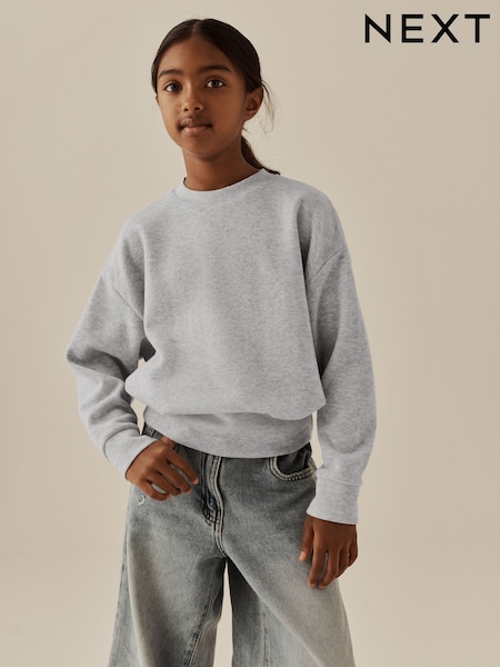 Grey - Cosy Rib Fitted Waist Top (3-16yrs)