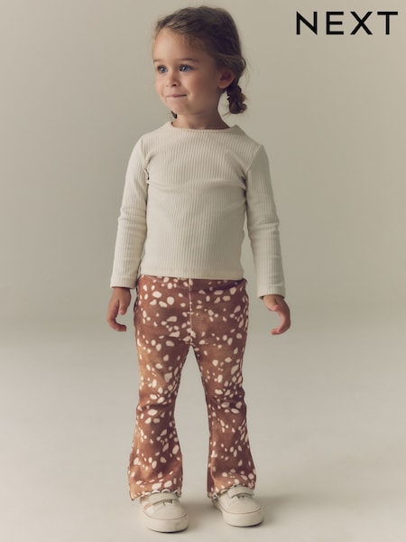 Deer Print - Rib Flare Leggings (3mths-7yrs)