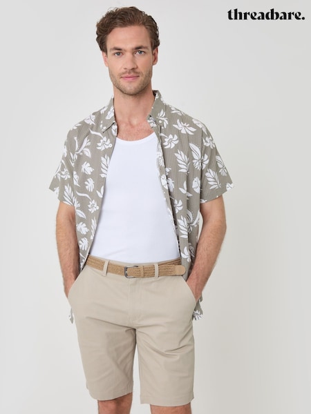 Mid Natural - Regular Threadbare Belted Chino Shorts