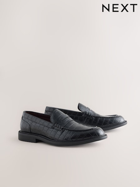 Black - Regular Emboss Loafers