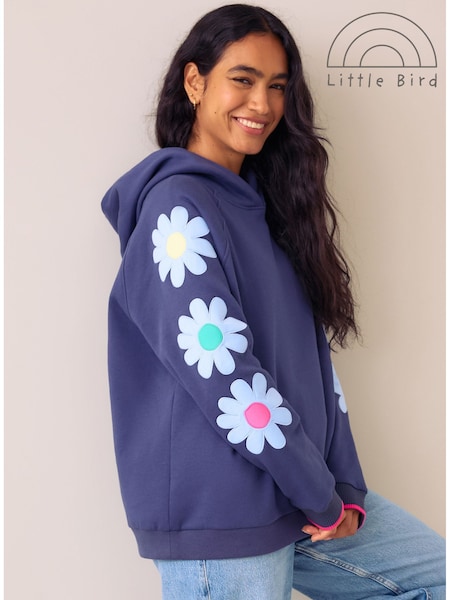 Navy Floral Applique - Little Bird Oversized Hoodie