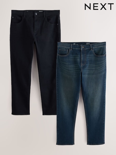 Green Tint & Black - Slim Fit 2 Pack Essential Stretch Jeans