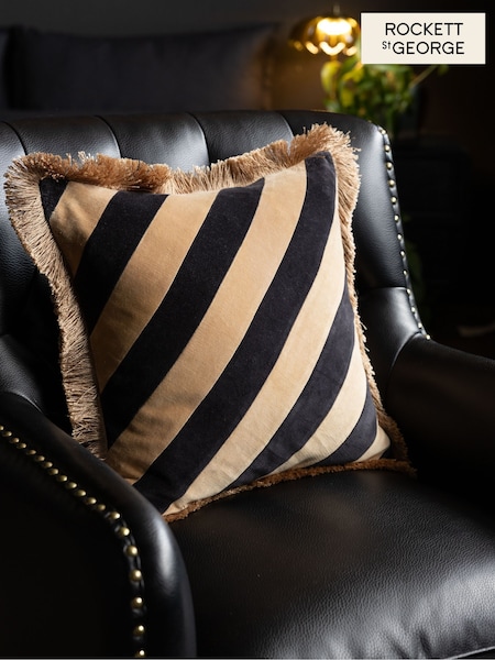 Rockett St George Stripe Fringe Cushion