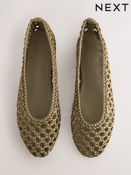 Olive Green - Forever Comfort® Satin Weave Ballet Flats