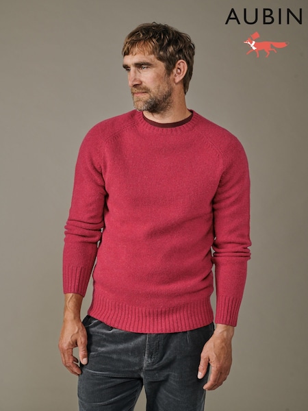 Red - Regular Aubin Prestwick Shetland Crew Jumper