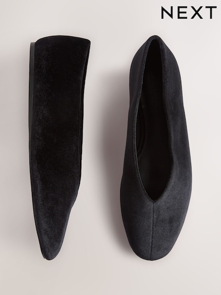 Black - Forever Comfort® Velvet High Cut Ballet Flats