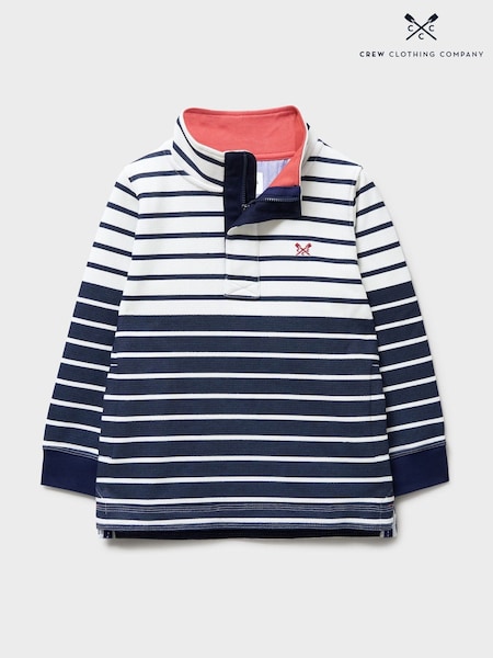 Blue - Crew Clothing Company Cotton Piqué Padstow Sweat Top