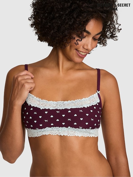 Purple Rose Dog Print - Victoria's Secret Pink Cotton Lace Trim Bralette