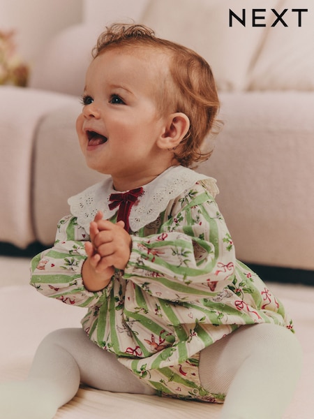 Green Christmas - Baby Bubble Romper And Tights Set 2 Piece (0mths-2yrs)