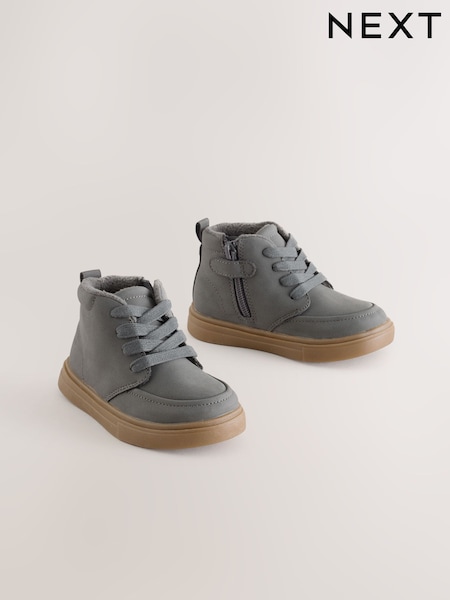Grey - Warm Lined Lace Up Boots