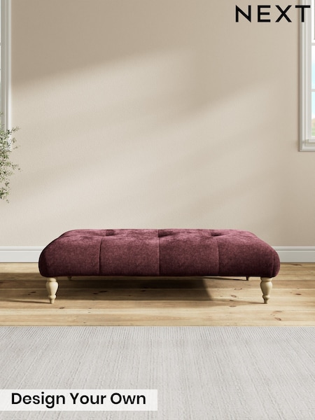 Plush Chenille/Burgundy Red - Erin Buttoned Back Deep Relaxed Sit