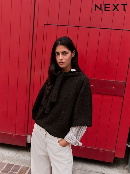 Chocolate Brown - Sailor Collar Knitted Cover-up