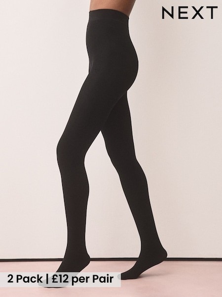 Black - Fleece Lined Thermal Tights 2 Pack