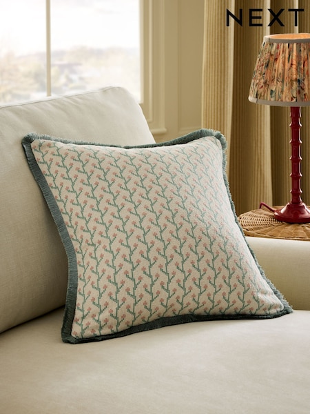 Trailing Floral Fringe Cushion