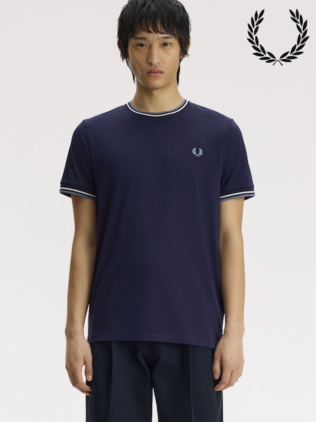 Blue - Regular Fred Perry Twin Tipped Logo T-shirt