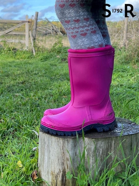 Pink - Start Rite Mudbuster Chunky Pull On Study Wellies With Elasticated Top