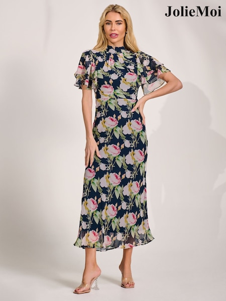 slim fit dress slacks Long Sleeve Printed Lace Midaxi Dress, Green Floral – Jolie Moi Retail
