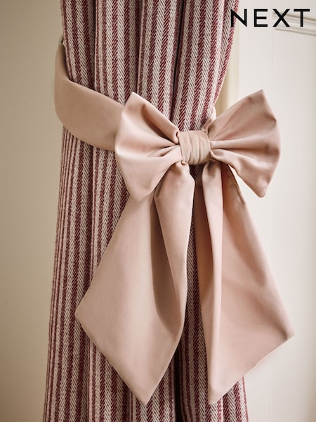 Set Of 2 Bow Matte Velvet Curtain Tie Backs