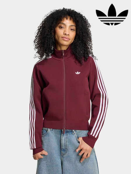 Maroon Red - Adidas Originals Knit Slim Fit Track Jacket