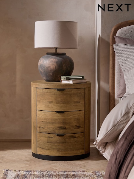 Bronx Oak Effect Round Bedside Table