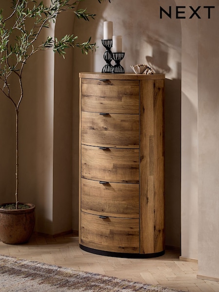 Bronx Oak Effect Round Chest Of Drawers