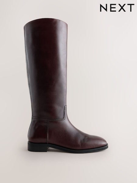 Burgundy Red - Forever Comfort® Leather Heritage Knee High Rider Boots