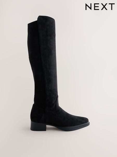 Black - Forever Comfort® Chisel Toe Knee High Sock Boots