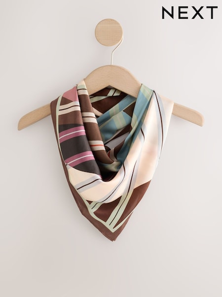Brown Geometric - Lightweight Square Scarf