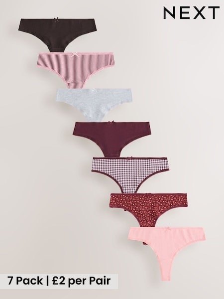 Red Check - 100% Cotton Knickers 7 Pack