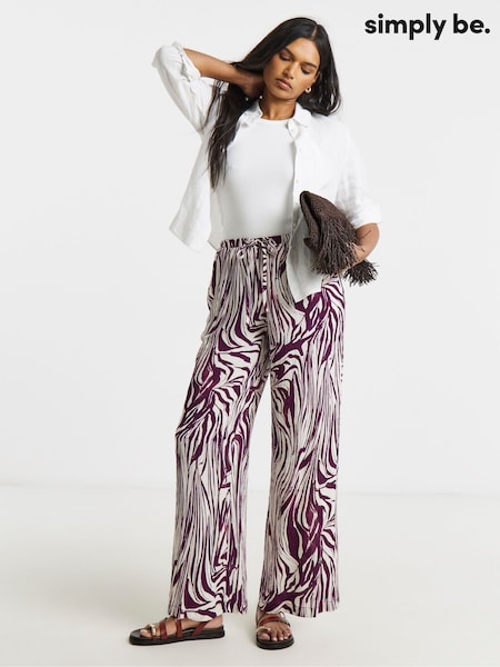Brown - Simply Be Crinkle Wide Leg Trousers