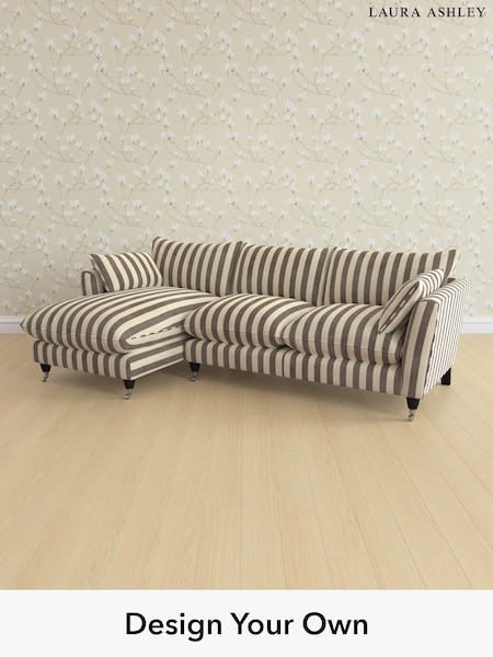 Orla Stripe/Dark Truffle Natural Casterton By Laura Ashley (W03790) | £2,375