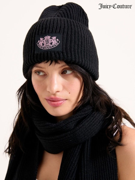 Juicy Couture Black Crest Scarf/Beanie Set (W03870) | £85