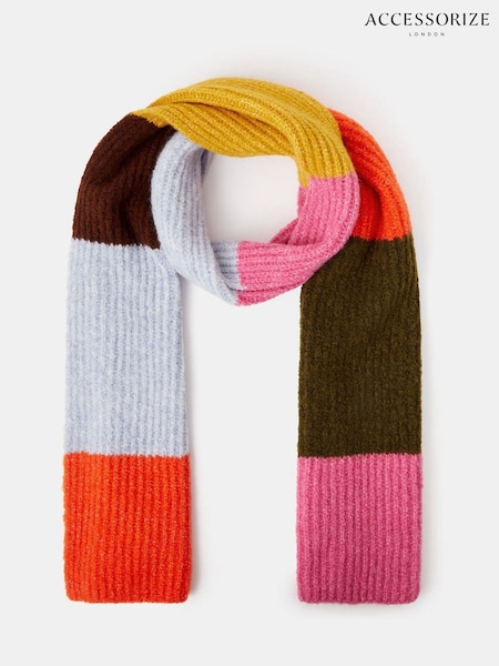 Accessorize White Bright Stripe Rib Knit Scarf (W03877) | £30