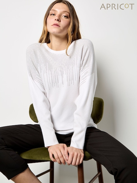 Apricot White Chandelier Stud Batwing Jumper (W04091) | £37