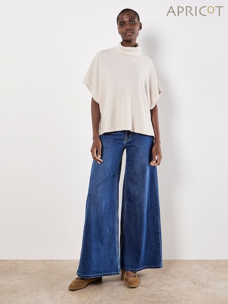 Apricot Cream Waffle Cowl Neck Batwing Top (W04113) | £35