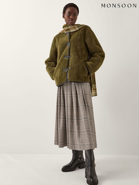 Monsoon Green Lara Faux Fur Teddy Jacket (W04155) | £150