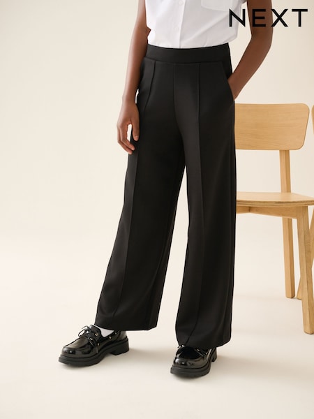 Black - Wide Leg Stretch Scuba Senior School Trousers (9-18yrs)