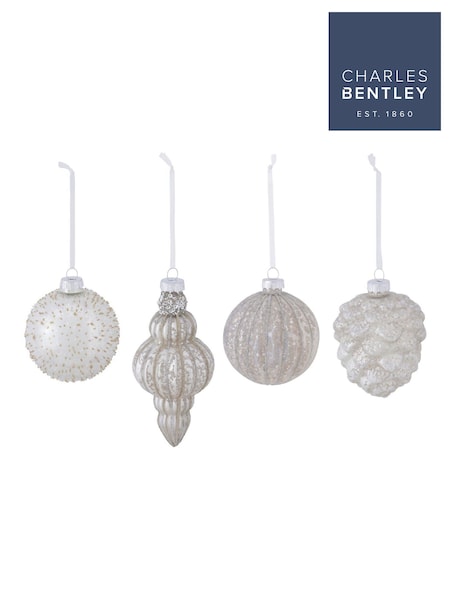 Charles Bentley 12 Piece Metallic Glass Christmas Bauble Collection (W04215) | £35
