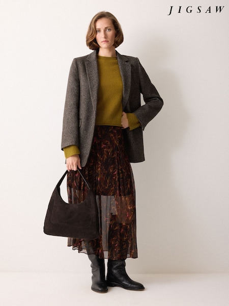 Jigsaw Brown Suede Hobo Shoulder Bag (W04277) | £185