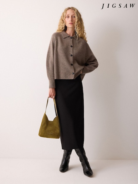 Jigsaw Green Mini Heckfield Suede Tote Bag (W04280) | £145