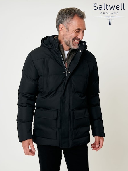 Saltwell Hooded Utility Puffer Black Jacket (W04313) | £85