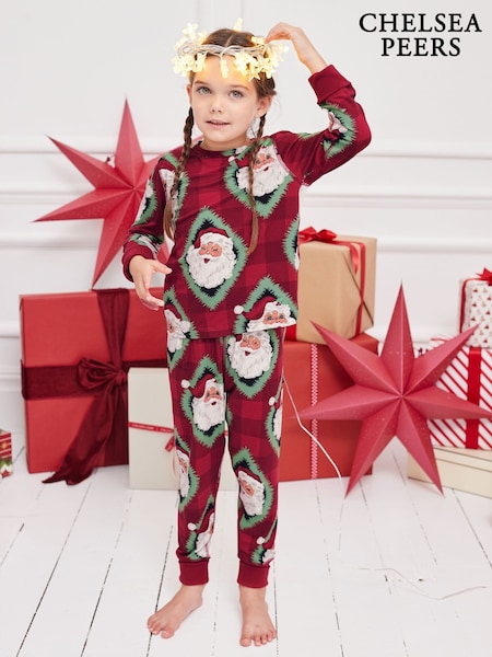 Chelsea Peers Red Christmas Jolly Santa Print Long Pyjamas Set (W04371) | £20