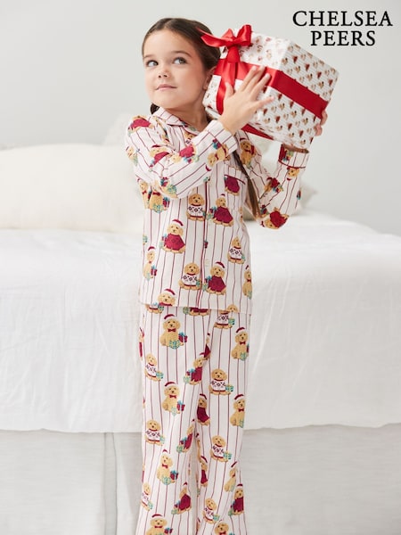 Natural Cotton Chip the Christmas Cockapoo Dog Print Long Pyjamas Set (W04388) | £32
